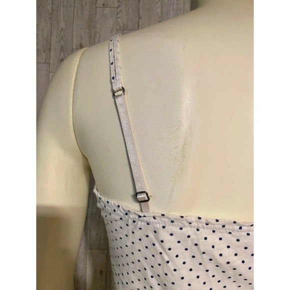 White and Blue Polka Dot Camisole with Cinch Tie Waist Size XS - Picture 4 of 6